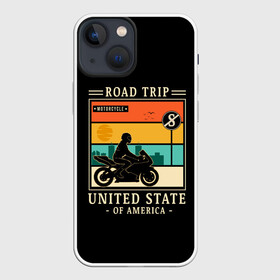 Чехол для iPhone 13 mini с принтом Дорожное приключение в Белгороде,  |  | moto | motorcycle | мопеды | мото | мотоцикл | мотоциклист | мотоциклисту | мотоциклисты | мотоцыклы | моцик