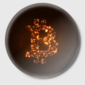 Значок с принтом СВЕТЯЩИЙСЯ BITCOIN в Белгороде,  металл | круглая форма, металлическая застежка в виде булавки | bitcoin | btc | coin | биткоин | биткойн | валюта | деньги | криптовалюта | монета | платёжная система | технология