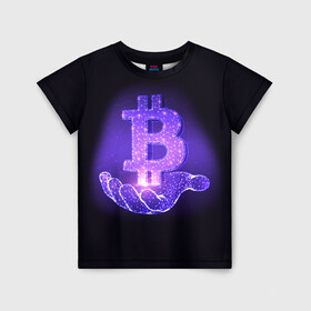 Детская футболка 3D с принтом BITCOIN IN HAND | БИТКОИН в Белгороде, 100% гипоаллергенный полиэфир | прямой крой, круглый вырез горловины, длина до линии бедер, чуть спущенное плечо, ткань немного тянется | Тематика изображения на принте: bitcoin | btc | coin | биткоин | биткойн | валюта | деньги | криптовалюта | монета | платёжная система | технология