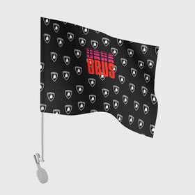 Флаг для автомобиля с принтом Ламборджини в Белгороде, 100% полиэстер | Размер: 30*21 см | urus | автомобиль | внедорожники | логотип lamborghini | роскошный кроссовер | супер спорт