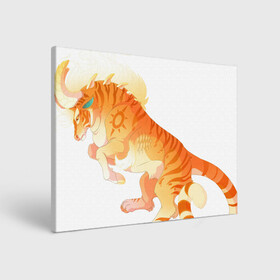 Холст прямоугольный с принтом Тигр солнца в Белгороде, 100% ПВХ |  | арт | большая кошка | рисунок | рога | солнце | тигр | фантастический зверь | фантастическое животное