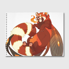 Альбом для рисования с принтом Огненная панда в Белгороде, 100% бумага
 | матовая бумага, плотность 200 мг. | Тематика изображения на принте: арт | красная панда | крылья | малая панда | маленькая панда | огонь | панда | панда стайана | перья | рисунок | стайана | фантастический зверь | фантастическое животное | язык пламени