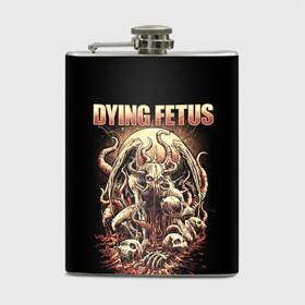 Фляга с принтом Dying Fetus в Белгороде, металлический корпус | емкость 0,22 л, размер 125 х 94 мм. Виниловая наклейка запечатывается полностью | Тематика изображения на принте: death metal | dying fetus | грайндкор | группы | метал | музыка | рок