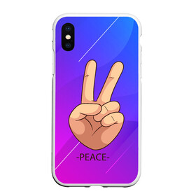 Чехол для iPhone XS Max матовый с принтом ВСЕМ МИР | PEACE (Z) в Белгороде, Силикон | Область печати: задняя сторона чехла, без боковых панелей | Тематика изображения на принте: anarchy | hippies | peace | анархизм | анархия | два пальца | знак | знаки | любовь | мир | мир всем | хиппи