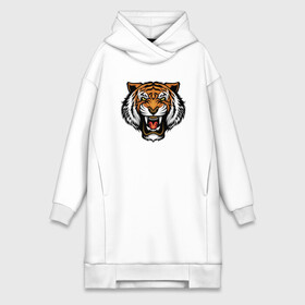 Платье-худи хлопок с принтом Angry Tiger в Белгороде,  |  | 2022 | animal | cat | lion | tiger | год тигра | животные | зубы | кот | кошка | лев | охотник | полосатый | природа | тигр | тигренок | тигрица | хищник