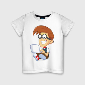 Детская футболка хлопок с принтом Довольный программист в Белгороде, 100% хлопок | круглый вырез горловины, полуприлегающий силуэт, длина до линии бедер | java c | день программиста | компьютер | компьюторщик | программист | языки программирования