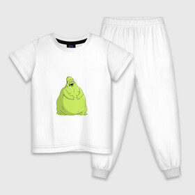 Детская пижама хлопок с принтом Гомер зеленый шар в Белгороде, 100% хлопок |  брюки и футболка прямого кроя, без карманов, на брюках мягкая резинка на поясе и по низу штанин
 | гомер симпсон | зеленый слизень | хэллоуин