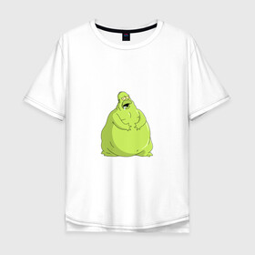 Мужская футболка хлопок Oversize с принтом Гомер зеленый шар в Белгороде, 100% хлопок | свободный крой, круглый ворот, “спинка” длиннее передней части | гомер симпсон | зеленый слизень | хэллоуин