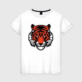 Женская футболка хлопок с принтом Мой Тигр в Белгороде, 100% хлопок | прямой крой, круглый вырез горловины, длина до линии бедер, слегка спущенное плечо | 2022 | animal | cat | lion | tiger | год тигра | животные | зубы | кот | кошка | лев | охотник | полосатый | природа | тигр | тигренок | тигрица | хищник