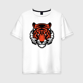 Женская футболка хлопок Oversize с принтом Мой Тигр в Белгороде, 100% хлопок | свободный крой, круглый ворот, спущенный рукав, длина до линии бедер
 | 2022 | animal | cat | lion | tiger | год тигра | животные | зубы | кот | кошка | лев | охотник | полосатый | природа | тигр | тигренок | тигрица | хищник