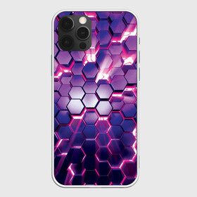 Чехол для iPhone 12 Pro Max с принтом АБСТРАКЦИЯ | СОТЫ в Белгороде, Силикон |  | 3d плиты | abstraction | glow | honeycomb | neon steel | rift | абстракция | неоновые плиты | разлом | свечение | соты