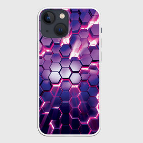 Чехол для iPhone 13 mini с принтом АБСТРАКЦИЯ | СОТЫ в Белгороде,  |  | 3d плиты | abstraction | glow | honeycomb | neon steel | rift | абстракция | неоновые плиты | разлом | свечение | соты