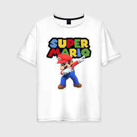 Женская футболка хлопок Oversize с принтом Super Mario Dab в Белгороде, 100% хлопок | свободный крой, круглый ворот, спущенный рукав, длина до линии бедер
 | dab | game | hype | nintendo | super mario | герой | игра | марио | нинтендо | хайп