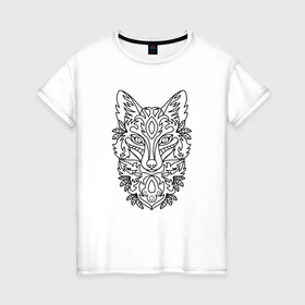 Женская футболка хлопок с принтом Лиса в Белгороде, 100% хлопок | прямой крой, круглый вырез горловины, длина до линии бедер, слегка спущенное плечо | голова лисы | животные | изображение | лиса | рисунок