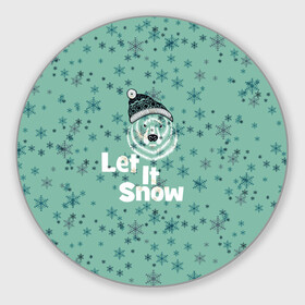 Коврик для мышки круглый с принтом Зима снежинки в Белгороде, резина и полиэстер | круглая форма, изображение наносится на всю лицевую часть | Тематика изображения на принте: let it snow | зима | идёт снег | медведь | метель | нг | новый год | рождество | снег | снегопад | снежинки