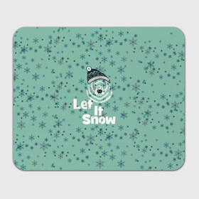 Коврик для мышки прямоугольный с принтом Зима снежинки в Белгороде, натуральный каучук | размер 230 х 185 мм; запечатка лицевой стороны | Тематика изображения на принте: let it snow | зима | идёт снег | медведь | метель | нг | новый год | рождество | снег | снегопад | снежинки
