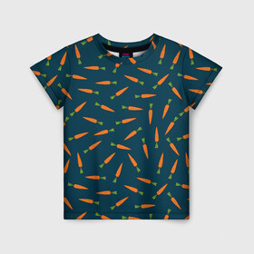 Детская футболка 3D с принтом Морковки паттерн в Белгороде, 100% гипоаллергенный полиэфир | прямой крой, круглый вырез горловины, длина до линии бедер, чуть спущенное плечо, ткань немного тянется | carrot | веган | вегетарианец | еда | зож | морковка | морковки | паттерн | правильное питание | темный принт