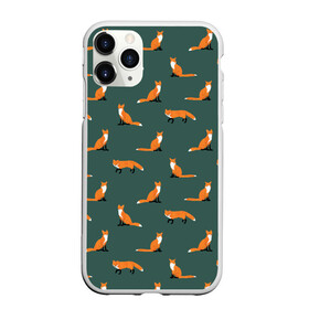 Чехол для iPhone 11 Pro Max матовый с принтом Лисы паттерн в Белгороде, Силикон |  | животные | звери | зеленый цвет | лесные животные | лиса | лисы | оранжевый | паттерн | рыжий
