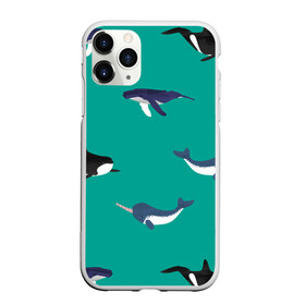 Чехол для iPhone 11 Pro Max матовый с принтом Нарвал, киты, касатка паттерн в Белгороде, Силикон |  | изумрудно зеленый цвет | касатки | киты | морская фауна | морские животные | морские жители | нарвал | океан | паттерн