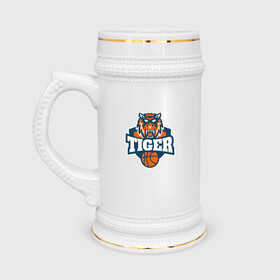 Кружка пивная с принтом Tiger Basketball в Белгороде,  керамика (Материал выдерживает высокую температуру, стоит избегать резкого перепада температур) |  объем 630 мл | Тематика изображения на принте: 2022 | animal | basketball | cat | lion | nba | tiger | баскетбол | год тигра | животные | зверь | зубы | кот | кошка | лев | нба | охотник | полосатый | природа | спорт | тигр | тигренок | тигрица | хищник