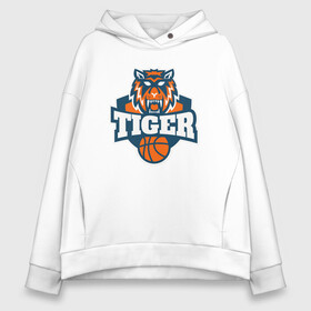 Женское худи Oversize хлопок с принтом Tiger Basketball в Белгороде, френч-терри — 70% хлопок, 30% полиэстер. Мягкий теплый начес внутри —100% хлопок | боковые карманы, эластичные манжеты и нижняя кромка, капюшон на магнитной кнопке | 2022 | animal | basketball | cat | lion | nba | tiger | баскетбол | год тигра | животные | зверь | зубы | кот | кошка | лев | нба | охотник | полосатый | природа | спорт | тигр | тигренок | тигрица | хищник