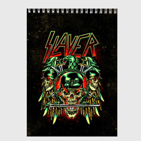 Скетчбук с принтом Slayer в Белгороде, 100% бумага
 | 48 листов, плотность листов — 100 г/м2, плотность картонной обложки — 250 г/м2. Листы скреплены сверху удобной пружинной спиралью | metal | slayer | группы | метал | музыка | рок | трэш метал