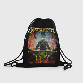 Рюкзак-мешок 3D с принтом Megadeth в Белгороде, 100% полиэстер | плотность ткани — 200 г/м2, размер — 35 х 45 см; лямки — толстые шнурки, застежка на шнуровке, без карманов и подкладки | megadeth | metal | trash metal | группы | метал | музыка | рок | треш метал