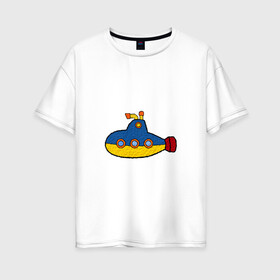 Женская футболка хлопок Oversize с принтом Подводная лодка в Белгороде, 100% хлопок | свободный крой, круглый ворот, спущенный рукав, длина до линии бедер
 | submarine | наутилус | подводная лодка