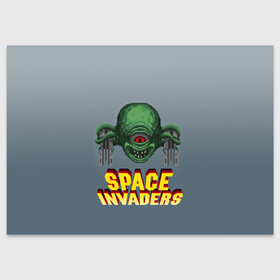 Поздравительная открытка с принтом Space Invaders | Old game (Z) в Белгороде, 100% бумага | плотность бумаги 280 г/м2, матовая, на обратной стороне линовка и место для марки
 | Тематика изображения на принте: dendy | invaders | nintendo | shootem up | space invaders | денди | захватчики | космические захватчики | су имбэ | чужаки