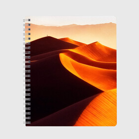 Тетрадь с принтом Пустыня дюна барханы в Белгороде, 100% бумага | 48 листов, плотность листов — 60 г/м2, плотность картонной обложки — 250 г/м2. Листы скреплены сбоку удобной пружинной спиралью. Уголки страниц и обложки скругленные. Цвет линий — светло-серый
 | Тематика изображения на принте: desert | dune | барханы | дюна | песок | пустыня