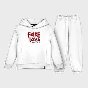 Детский костюм хлопок Oversize с принтом Fake Love в Белгороде,  |  | fake | иллюстрация | любовь | наигранная любовь | роза | цветок