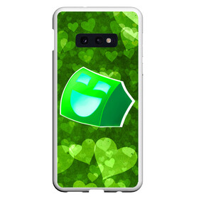 Чехол для Samsung S10E с принтом Geometry Dash | Green Love (Z) в Белгороде, Силикон | Область печати: задняя сторона чехла, без боковых панелей | 2d | arcade | game | geometry dash | meltdown | robtop | аркада | геометри даш | геометрическая черточка | геометрический тире | раннер