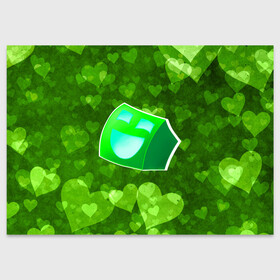 Поздравительная открытка с принтом Geometry Dash | Green Love (Z) в Белгороде, 100% бумага | плотность бумаги 280 г/м2, матовая, на обратной стороне линовка и место для марки
 | 2d | arcade | game | geometry dash | meltdown | robtop | аркада | геометри даш | геометрическая черточка | геометрический тире | раннер