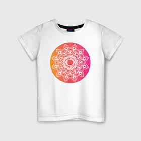 Детская футболка хлопок с принтом Мандала в круге в Белгороде, 100% хлопок | круглый вырез горловины, полуприлегающий силуэт, длина до линии бедер | изображение | индия | круг | религия | рисунок