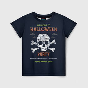 Детская футболка 3D с принтом Halloween Party в Белгороде, 100% гипоаллергенный полиэфир | прямой крой, круглый вырез горловины, длина до линии бедер, чуть спущенное плечо, ткань немного тянется | halloween | holiday | pumpkin | samayn | vampire | zombie | вампир | ведьма | вечеринка | день всех святых | зомби | карнавал | маскарад | мертвец | оборотень | привидение | самайн | светильник джека | страшный джек | труп
