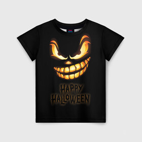 Детская футболка 3D с принтом Happy Halloween в Белгороде, 100% гипоаллергенный полиэфир | прямой крой, круглый вырез горловины, длина до линии бедер, чуть спущенное плечо, ткань немного тянется | halloween | holiday | pumpkin | samayn | vampire | zombie | вампир | ведьма | вечеринка | день всех святых | зомби | карнавал | маскарад | мертвец | оборотень | привидение | самайн | светильник джека | страшный джек | труп