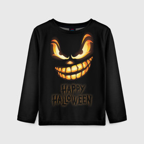 Детский лонгслив 3D с принтом Happy Halloween в Белгороде, 100% полиэстер | длинные рукава, круглый вырез горловины, полуприлегающий силуэт
 | halloween | holiday | pumpkin | samayn | vampire | zombie | вампир | ведьма | вечеринка | день всех святых | зомби | карнавал | маскарад | мертвец | оборотень | привидение | самайн | светильник джека | страшный джек | труп