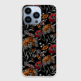 Чехол для iPhone 13 Pro с принтом Цветочный модный узор в Белгороде,  |  | красный и желтый | листья | осенние листья | осенний | темный | укроп | цветочный узор | цветы | черный