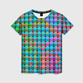 Женская футболка 3D с принтом POP IT | Взрыв Красок в Белгороде, 100% полиэфир ( синтетическое хлопкоподобное полотно) | прямой крой, круглый вырез горловины, длина до линии бедер | it | pop | pop it | взрыв | димпл | игрушка антистресс | краски | поп ит | попит | пупырышки | радуга | разноцветная | симпл | сквиш | тренд тик тока