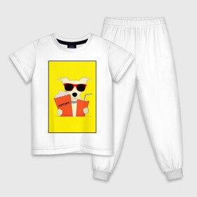 Детская пижама хлопок с принтом Пес кинофил в Белгороде, 100% хлопок |  брюки и футболка прямого кроя, без карманов, на брюках мягкая резинка на поясе и по низу штанин
 | кино | киноман | киносеанс | кинотеатр | кинофил | пес | собака
