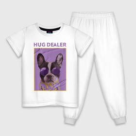 Детская пижама хлопок с принтом Hug Dealer.Дилер объятий в Белгороде, 100% хлопок |  брюки и футболка прямого кроя, без карманов, на брюках мягкая резинка на поясе и по низу штанин
 | dealer | hug | hug dealer | дилер | дилер объятий | собака | французский бульдог