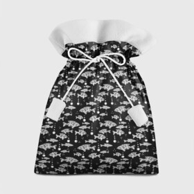Подарочный 3D мешок с принтом Узор для рыбака  в Белгороде, 100% полиэстер | Размер: 29*39 см | Тематика изображения на принте: абстрактная рыба | аквариум | вода | гороскоп | детский | мужской | пузыри | рыба | рыбалка | рыбка | черно белый