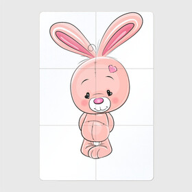 Магнитный плакат 2Х3 с принтом розовый зайка в Белгороде, Полимерный материал с магнитным слоем | 6 деталей размером 9*9 см | Тематика изображения на принте: заяц | кролик | лапы | мягкий | персонаж | розовый | уши | хвост