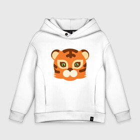 Детское худи Oversize хлопок с принтом Cute Tiger в Белгороде, френч-терри — 70% хлопок, 30% полиэстер. Мягкий теплый начес внутри —100% хлопок | боковые карманы, эластичные манжеты и нижняя кромка, капюшон на магнитной кнопке | Тематика изображения на принте: 2022 | animal | cat | lion | tiger | год тигра | животные | зверь | зубы | кот | кошка | лев | охотник | полосатый | природа | тигр | тигренок | тигрица | хищник