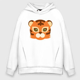 Мужское худи Oversize хлопок с принтом Cute Tiger в Белгороде, френч-терри — 70% хлопок, 30% полиэстер. Мягкий теплый начес внутри —100% хлопок | боковые карманы, эластичные манжеты и нижняя кромка, капюшон на магнитной кнопке | 2022 | animal | cat | lion | tiger | год тигра | животные | зверь | зубы | кот | кошка | лев | охотник | полосатый | природа | тигр | тигренок | тигрица | хищник