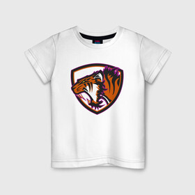 Детская футболка хлопок с принтом Тигр Убийца в Белгороде, 100% хлопок | круглый вырез горловины, полуприлегающий силуэт, длина до линии бедер | 2022 | animal | cat | lion | tiger | год тигра | животные | зверь | зубы | кот | кошка | лев | охотник | полосатый | природа | тигр | тигренок | тигрица | хищник