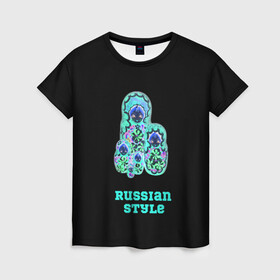 Женская футболка 3D с принтом русский стиль матрешка в Белгороде, 100% полиэфир ( синтетическое хлопкоподобное полотно) | прямой крой, круглый вырез горловины, длина до линии бедер | матрешка | народный | неоновый | русский | стиль | этно