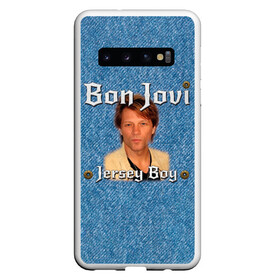 Чехол для Samsung Galaxy S10 с принтом Jersey Boy - Bon Jovi в Белгороде, Силикон | Область печати: задняя сторона чехла, без боковых панелей | Тематика изображения на принте: bon jovi | john | альбом | арена | бон | бон джови | глэм | группа | джови | джон | метал | музыка | надпись | песни | поп | попрок | рок | рокер | смайл | солист | софт | стена | хард | хеви | хевиметал