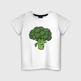 Детская футболка хлопок с принтом Брокколи в Белгороде, 100% хлопок | круглый вырез горловины, полуприлегающий силуэт, длина до линии бедер | брокколи | еда | зож | капуста | овощ | растения