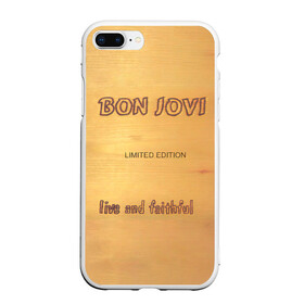 Чехол для iPhone 7Plus/8 Plus матовый с принтом Live and Faithful - Bon Jovi в Белгороде, Силикон | Область печати: задняя сторона чехла, без боковых панелей | Тематика изображения на принте: bon jovi | john | альбом | арена | бон | бон джови | глэм | группа | джови | джон | метал | музыка | надпись | песни | поп | попрок | рок | рокер | смайл | солист | софт | стена | хард | хеви | хевиметал